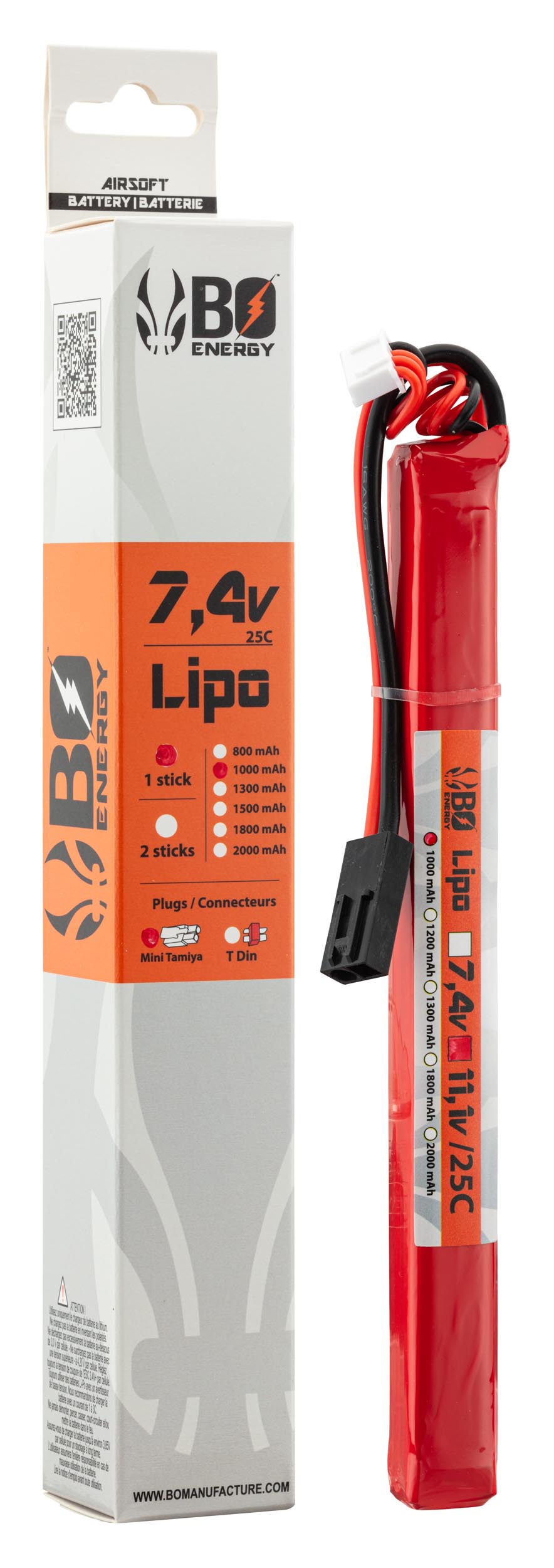 Batterie LiPo 7.4V 1000mAh 25C JST – Rechargeable Pour RC Voiture, Bateau, Hélicoptère, Drone